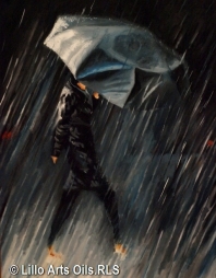 Caminando Bajo La Lluvia Rafael Lillo Sirvent Pintura Contempor Nea